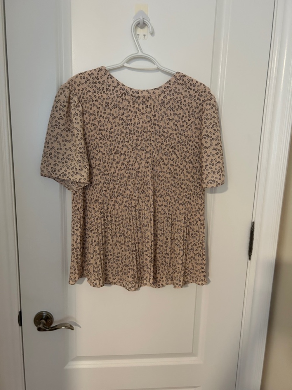 Adrianna Papell Pink Floral Smocked Peplum Top